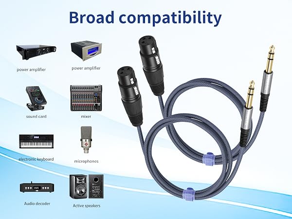 Balanced 6.35mm TRS to XLR Female Braid Quarter inch Cable