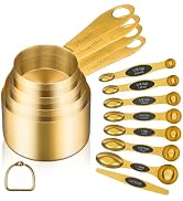 GuDoQi Gold Magnetic Measuring Spoons and Cups Set of 12, 8 Dual Sided Magnetic Measuring Spoons ...