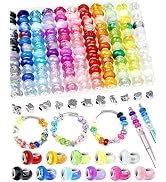 143PCS FIVEIZERO European Large Hole Beads for Jewelry Making – 12 Colors Glass Big Hole Spacer B...