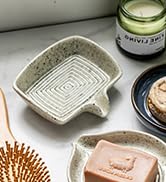 Soap Dishes, Ceramic Shower Soap Dish with Waterfall Design Bar Soap Holder Self Draining Soap Sa...