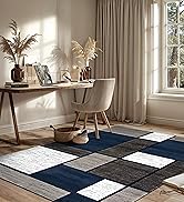 Rugshop Contemporary Modern Boxes Area Rug 9' x 12' Navy