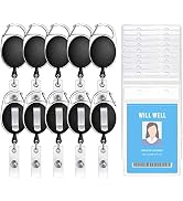 10 Pack ID Badge Holder with Clip –Retractable Heavy Duty Clear Id Card Holder – Vertical Lanyard...