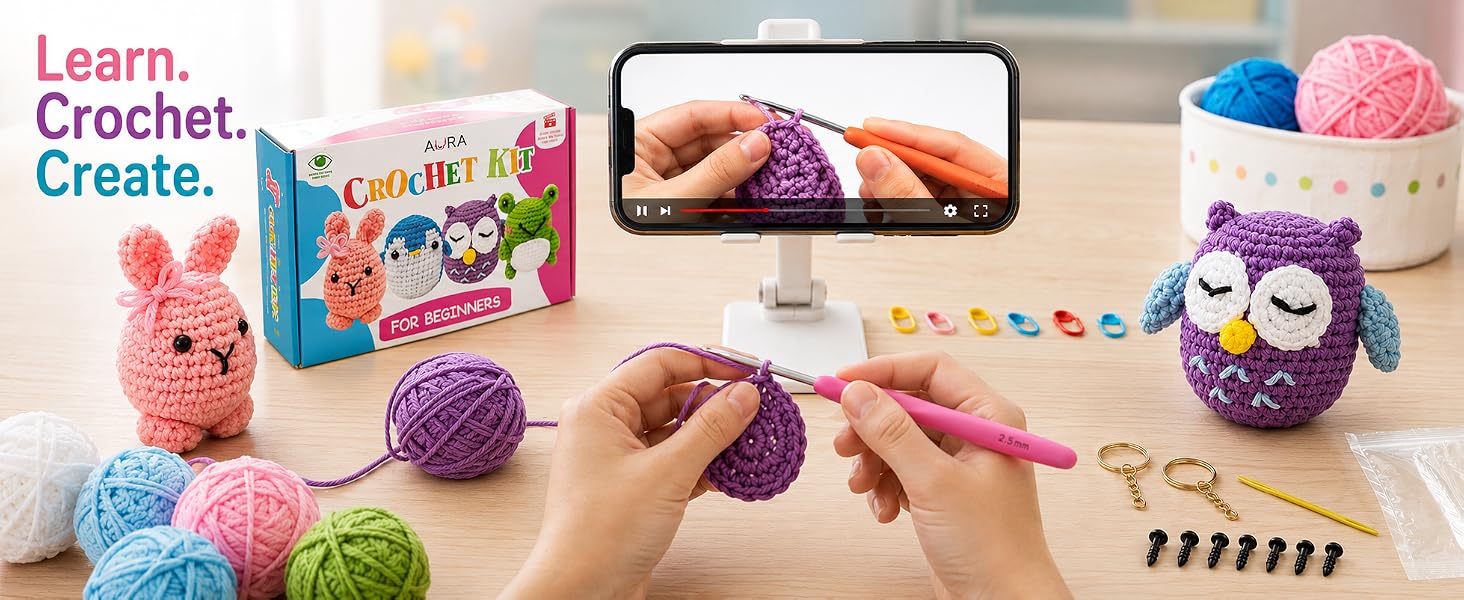 kids crochet kit for beginners ages 8-12 making amigurumi bunny family fun