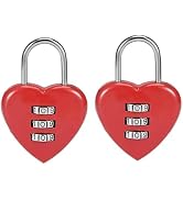 2Pcs Red 3 Digit Combination Padlock, 3mm Shackle, Zinc Alloy Lock Heart Shaped Combination Padlo...