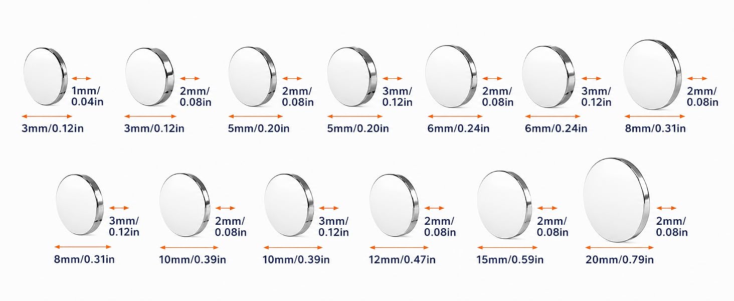 5x2mm magnets 6x2mm magnets 6x3mm magnets 8x2mm magnets 10x3mm magnets