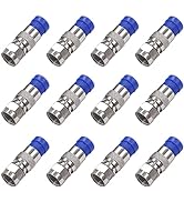 Taiss 12PCS RG6 Compression connectors,Coaxial cable connector F Type Wire Connector (blue)