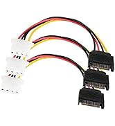 SATA to 4 Pin Power Cable Adapter 3 Pack SATA 15 Pin Male to Molex LP4 Female Power Cable -7-inch