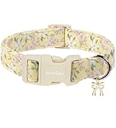 Astdogio Spring Summer Dog Collar with Pink White Flowers,Adjustable Cotton Puppy Collars for Sma...