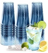 Glowserve 50 Pack Plastic Cups Disposable 12 oz Blue Plastic Cups for Cold Drinks Party, Drinking...