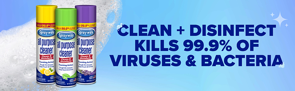 Clean & disinfect - kills 99.9% of viruses & bacteria
