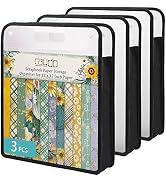 Caydo Scrapbook Paper Organizer, 3 Pack Black Expanding Paper Folio with Handle, Clear Portable S...