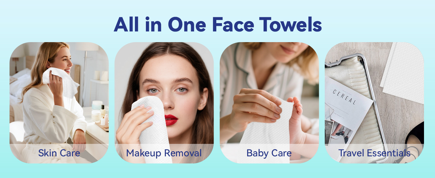 disposable face towels XL Facial towelettes paper tissue cleansing cloth wipes for makeup skincare