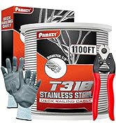 1100FT 1/8” T316 Premium Stainless Steel Deck Cable Railing Kit with Cutter & Gloves, 7x7 Strands...