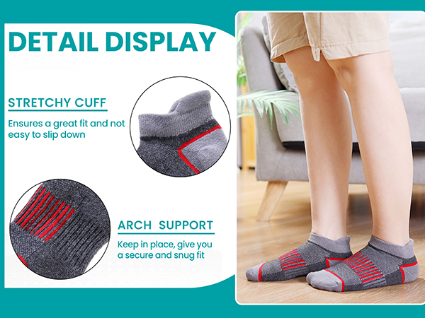 Eyean Kids Athletic Half Cushioned Ankle Socks Boys Girls Cotton Sport Low Cut Socks 6 Pairs