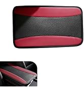 Pniwuno Car Center Console Cover, Carbon Fiber Leather Arm Rest Cover, Scratch-Resistant & Durabl...