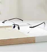 LUFF Rimless Reading Glasses for Women,Stylish Blue Light Blocking Computer Readers,Anti Eyestrai