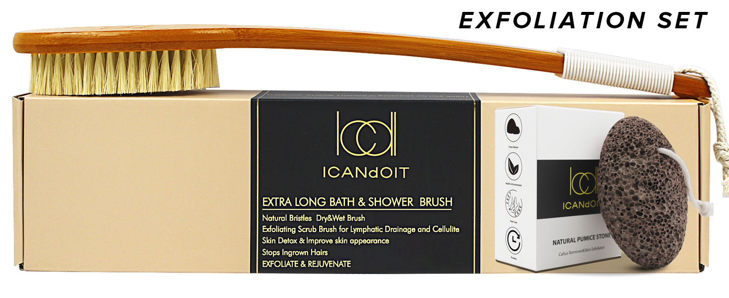 icandoit long handle bath brush with pumice stone
