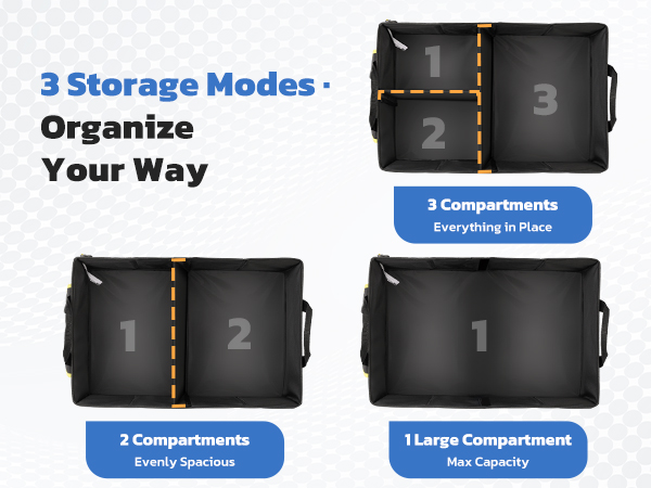 two movable dividers to create three different storage compartments