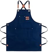 ARBINSON Chef Aprons for Men Canvas Apron with Large Pockets and Adjustable Neck Strap for Cookin...