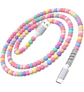 AHFYCIH Beaded USB A to USB C Car Phone Charger Cable 3FT for Carplay,3A PD Fast Charging Cute Be...