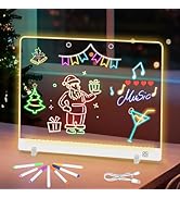 Fistone LED Note Board with Colors, 15.7 "X11.8 Rechargeable Drawing Pad with Stand for Kids, 7-C...