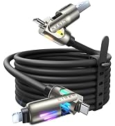 LISEN USB C to Lightning Cable, 240W 4 in 1 Charging Cable 10FT, Chubby USB A/C to C/Lightning wi...