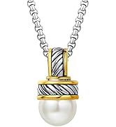 UNY JEWEL Two Tone Twisted Cable Wire 12mm Imitation Pearl 2.5mm Box Chain 45CM+5CM Women Pendant...