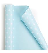 Flyhill Blue Wrapping Paper Roll-46.8sqft(17 Inch X 32.8ft)-Reversible Gift Wrap Paper with Polka...