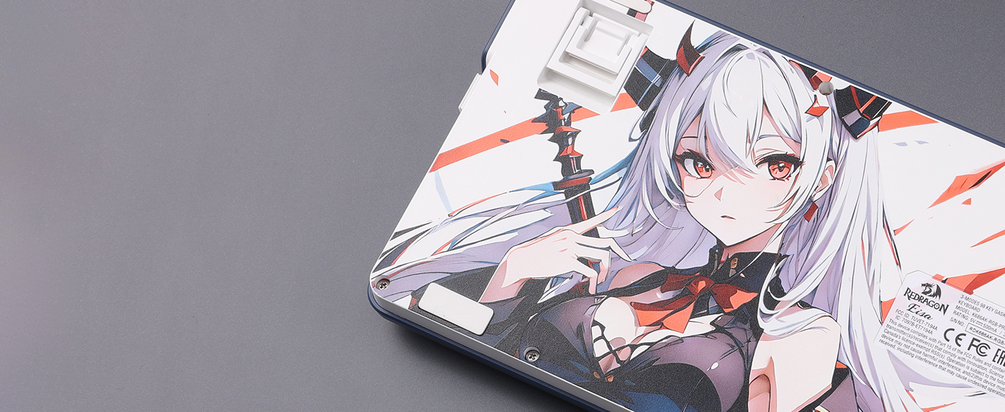 Redragon K686 PRO keyboard UV anime case art for themed desks stays vivid