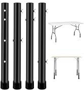 kulusion 4 Packs Folding Table Leg Extenders, Highly Durable Steel Risers, Table Leg Extensions f...