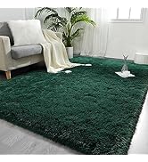 FlyDOIT Large Area Rugs for Living Room, 4x6 Feet Deep-Green Shaggy Rug Fluffy Throw Carpets, Ult...