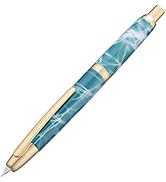Jinhao 10 Capless Fountain Pen with Box, Marble Blue Retractable Fine Nib with Ink Converter Set ...