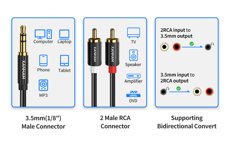3.5mm to 2RCA Male to Male A+ 07