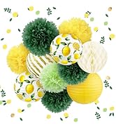 AOBKIAT Wedding Party Decorations Set, 12 PCS Yellow Green White Lemon Pattern Paper Lanterns and...