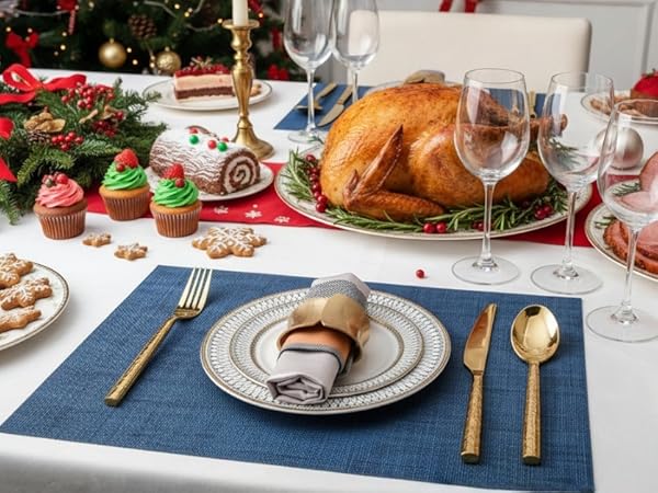 blue placemats