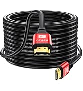 jojobnj 50FT Long HDMI Cable 4K60Hz, High Speed 4K HDMI Cable with Gold Plated Connectors, Red Al...