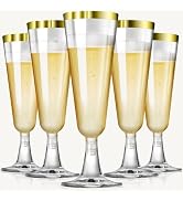 SUREHOME Plastic Champagne Flutes Plastic Mimosa Glasses 100 Pack 5.5 Oz Disposable Champagne Gla...