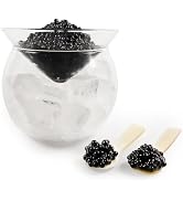 ThougrLyh Caviar Server Set Glass Caviar Dish with 2 Pcs Shell Caviar Spoons Chiller Server with ...