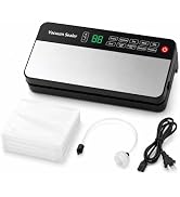 80kPa Vacuum Sealer Machine, Food Vacuum Sealer with Built-in Cutter, Bag Storage, Dry & Moist Mo...