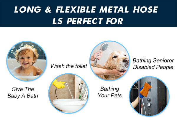 long hand held shower hose