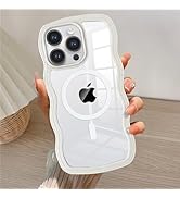 QLTYPRI Magnetic for iPhone 14 Pro Max Case Compatible with Magsafe, Cute Curly Wave Frame Clear ...