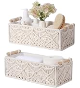 Nonam Macrame Storage Baskets, Boho Decor Style Woven Storage Boxes for Home Organization, Toilet...