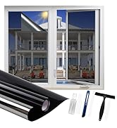 One Way Privacy Window Film, Removable Window Tint for Home, Daytime Reflective Static Cling Wind...