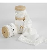 HUIHUANG 1 inch Velvet Ribbon White Frayed Velvet Ribbon Crinkled Silk Velvet Ribbon for Gift Wra...