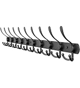 Coat Rack Wall Mount with 10 Tri Hooks, Stainless Steel 32 Inch – Black Matte Finish, Heavy Duty ...
