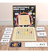 BAKAM Wooden Multiplication Board Math Game for Kids 8-12, Math Manipulatives Set with 100PCS Fla...