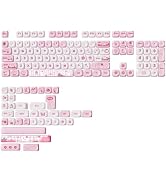 YUNZII Pink Meow Meow Dye Sub PBT Keycaps,141 Full Keys Dye Sublimation PBT Custom Keycaps with K...