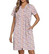 Ekouaer Women Zipper Robes Knit Short Bathrobe Lightweight House Coat with Pockets Soft Nightgown
