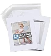 Somime 10 Pack White Photo Mats 11x14 for 8x10 with Core Bevel Cut Matte Sets, Acid Free Mat Boar...