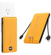 VEEKTOMX Portable Charger with Built in Cables 10000mAh, Power Bank for iPhone with Wall Plug, Tr...